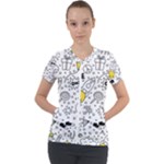 Set-cute-colorful-doodle-hand-drawing Short Sleeve Zip Up Jacket