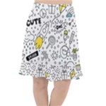 Set-cute-colorful-doodle-hand-drawing Fishtail Chiffon Skirt