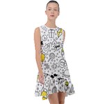 Set-cute-colorful-doodle-hand-drawing Frill Swing Dress