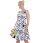 Set-cute-colorful-doodle-hand-drawing Knee Length Skater Dress