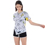 Set-cute-colorful-doodle-hand-drawing Asymmetrical Short Sleeve Sports Tee