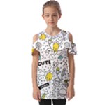 Set-cute-colorful-doodle-hand-drawing Fold Over Open Sleeve Top