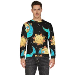 Seamless-pattern-with-sun-moon-children Men s Fleece Sweatshirt