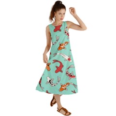 Pattern-with-koi-fishes Summer Maxi Dress