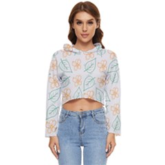 Hand-drawn-cute-flowers-with-leaves-pattern Women s Lightweight Cropped Hoodie by uniart180623
