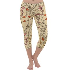 Seamless-pattern-with-different-flowers Capri Yoga Leggings by uniart180623