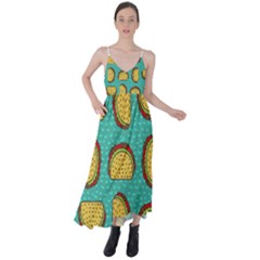 Taco-drawing-background-mexican-fast-food-pattern Tie Back Maxi Dress