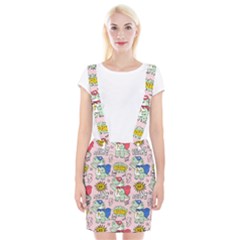 Seamless-pattern-with-many-funny-cute-superhero-dinosaurs-t-rex-mask-cloak-with-comics-style-inscrip Braces Suspender Skirt by uniart180623