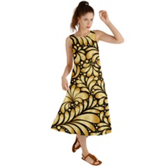 Damask-teardrop-gold-ornament-seamless-pattern Summer Maxi Dress