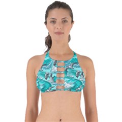 Sea-waves-seamless-pattern Perfectly Cut Out Bikini Top by uniart180623