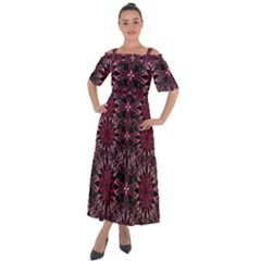 Seamless-pattern-with-flowers-oriental-style-mandala Shoulder Straps Boho Maxi Dress 