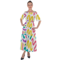 Abstract-pop-art-seamless-pattern-cute-background-memphis-style Shoulder Straps Boho Maxi Dress 