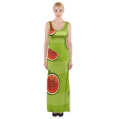 Seamless-background-with-watermelon-slices Thigh Split Maxi Dress by uniart180623