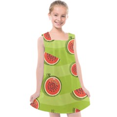 Seamless-background-with-watermelon-slices Kids  Cross Back Dress by uniart180623