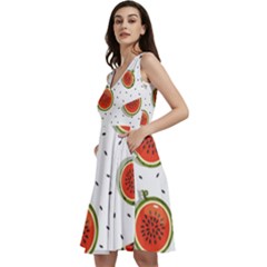 Seamless-background-pattern-with-watermelon-slices Sleeveless V-neck Skater Dress With Pockets by uniart180623