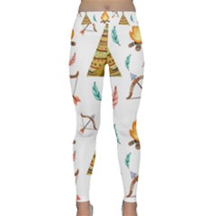 Cute-cartoon-native-american-seamless-pattern Classic Yoga Leggings by uniart180623