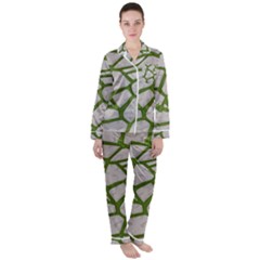Cartoon-gray-stone-seamless-background-texture-pattern Green Women s Long Sleeve Satin Pajamas Set	 by uniart180623