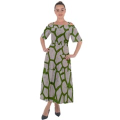 Cartoon-gray-stone-seamless-background-texture-pattern Green Shoulder Straps Boho Maxi Dress 