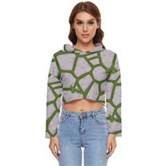 Cartoon-gray-stone-seamless-background-texture-pattern Green Women s Lightweight Cropped Hoodie by uniart180623