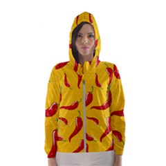 Chili-vegetable-pattern-background Women s Hooded Windbreaker by uniart180623