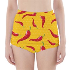 Chili-vegetable-pattern-background High-waisted Bikini Bottoms by uniart180623