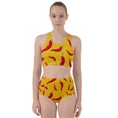 Chili-vegetable-pattern-background Racer Back Bikini Set by uniart180623