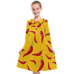 Chili-vegetable-pattern-background Kids  Midi Sailor Dress by uniart180623