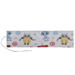 Cute-cartoon-robots-seamless-pattern Roll Up Canvas Pencil Holder (l) by uniart180623