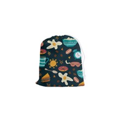 Seamless-pattern-with-breakfast-symbols-morning-coffee Drawstring Pouch (xs) by uniart180623