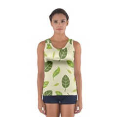 Leaf-spring-seamless-pattern-fresh-green-color-nature Sport Tank Top  by uniart180623