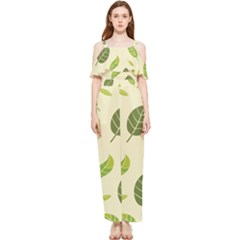 Leaf-spring-seamless-pattern-fresh-green-color-nature Draped Sleeveless Chiffon Jumpsuit by uniart180623