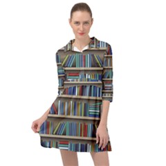 Bookshelf Mini Skater Shirt Dress by uniart180623