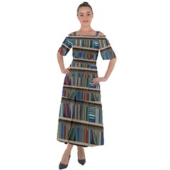 Bookshelf Shoulder Straps Boho Maxi Dress  by uniart180623