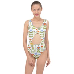 Seamless-pattern-with-various-flowers-leaves-folk-motif Center Cut Out Swimsuit by uniart180623