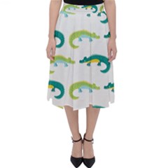 Cute-cartoon-alligator-kids-seamless-pattern-with-green-nahd-drawn-crocodiles Classic Midi Skirt by uniart180623