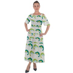 Cute-cartoon-alligator-kids-seamless-pattern-with-green-nahd-drawn-crocodiles Shoulder Straps Boho Maxi Dress 