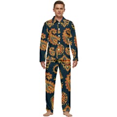 Bright-seamless-pattern-with-paisley-mehndi-elements-hand-drawn-wallpaper-with-floral-traditional Men s Long Sleeve Velvet Pocket Pajamas Set by uniart180623