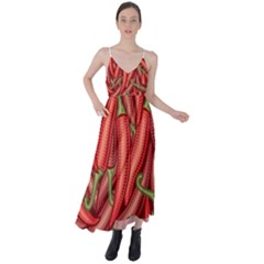 Seamless-chili-pepper-pattern Tie Back Maxi Dress