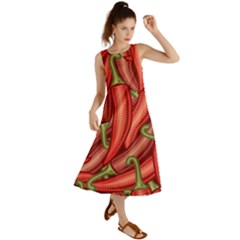 Seamless-chili-pepper-pattern Summer Maxi Dress