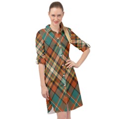 Tartan-scotland-seamless-plaid-pattern-vector-retro-background-fabric-vintage-check-color-square-geo Long Sleeve Mini Shirt Dress