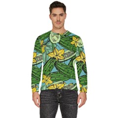 Seamless-pattern-with-cucumber-slice-flower-colorful-hand-drawn-background-with-vegetables-wallpaper Men s Fleece Sweatshirt