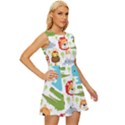 Seamless-pattern-vector-with-animals-cartoon Sleeveless Button Up Dress View3