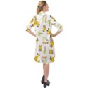 Vector-pattern-with-cute-giraffe-cartoon Long Sleeve Mini Shirt Dress View2