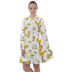Vector-pattern-with-cute-giraffe-cartoon All Frills Chiffon Dress by uniart180623