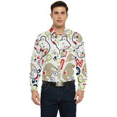 Animals-pattern Men s Long Sleeve Pocket Shirt  by uniart180623