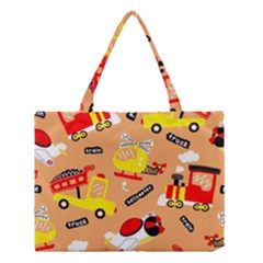 Seamless-pattern-cartoon-with-transportation-vehicles Medium Tote Bag by uniart180623