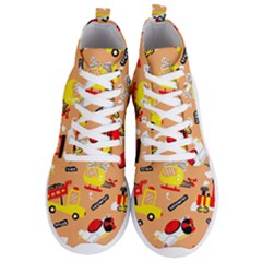 Seamless-pattern-cartoon-with-transportation-vehicles Men s Lightweight High Top Sneakers by uniart180623