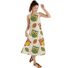Background-with-owls-leaves-pattern Summer Maxi Dress