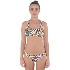 Abstract-geometric-seamless-pattern-with-animal-print Cross Back Hipster Bikini Set by uniart180623