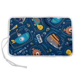 Seamless-pattern-vector-submarine-with-sea-animals-cartoon Pen Storage Case (s) by uniart180623